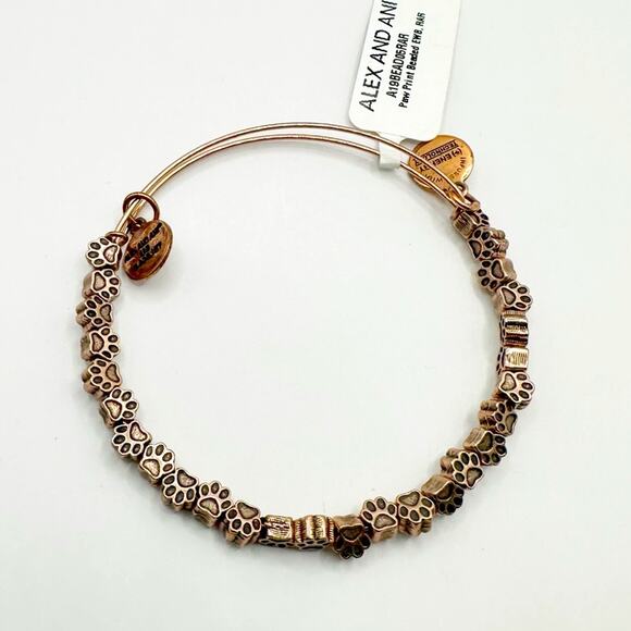 Alex and Ani Rafaelian Gold Paw Print Bangle Pet Paws Casual Adjustable Bracelet - Picture 1 of 7